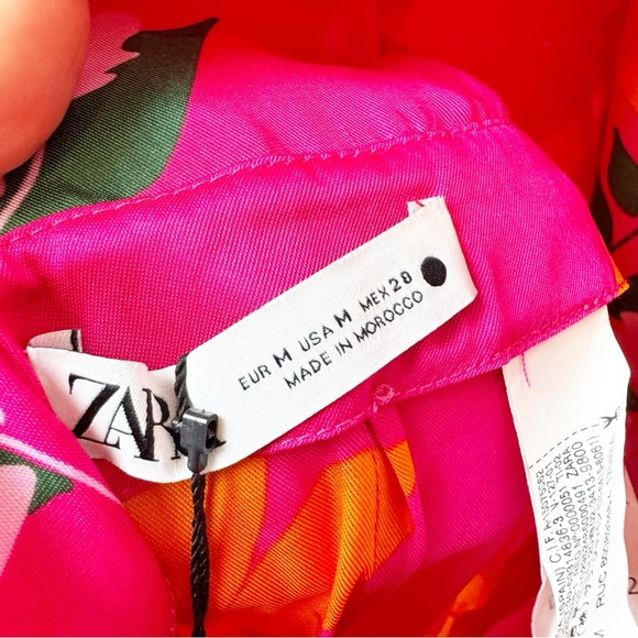Zara | Pink Satin Effect Flowers Print Sleeveless Jumpsuit NWT - Picture 10 of 14